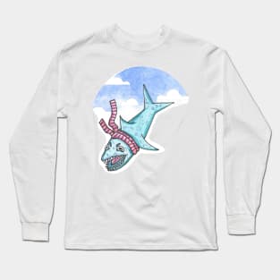 Cute Shark Falling From The Sky Long Sleeve T-Shirt